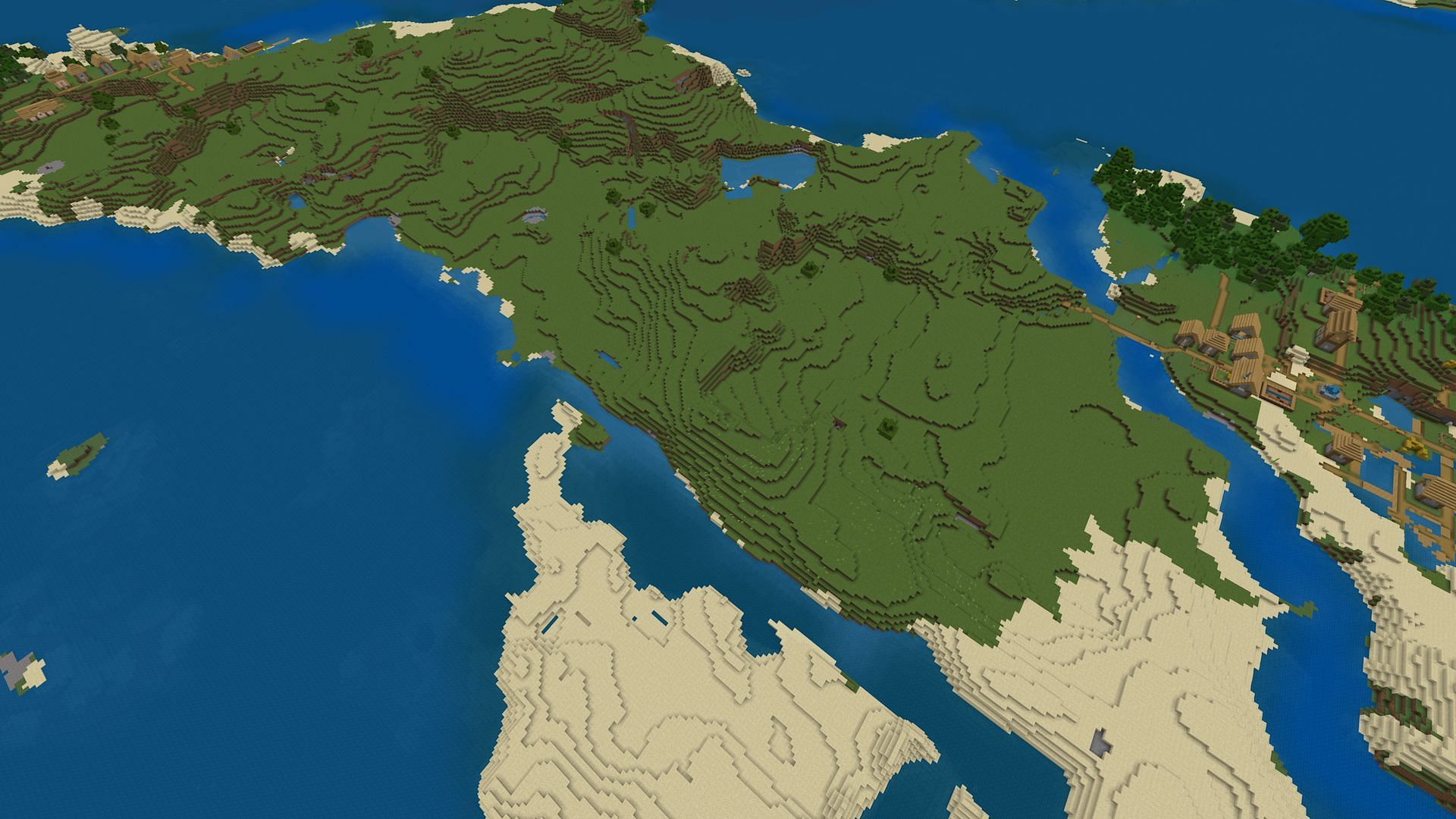 The double village survival island (Image via Mojang)
